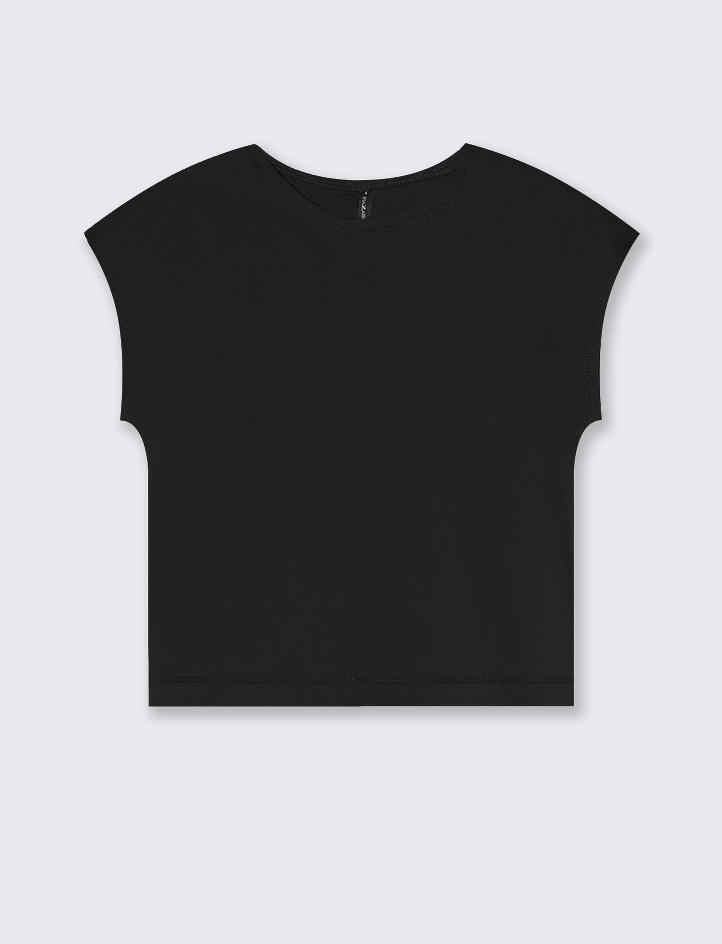 T-Shirt Cropped e Basica in Cotone - Nero