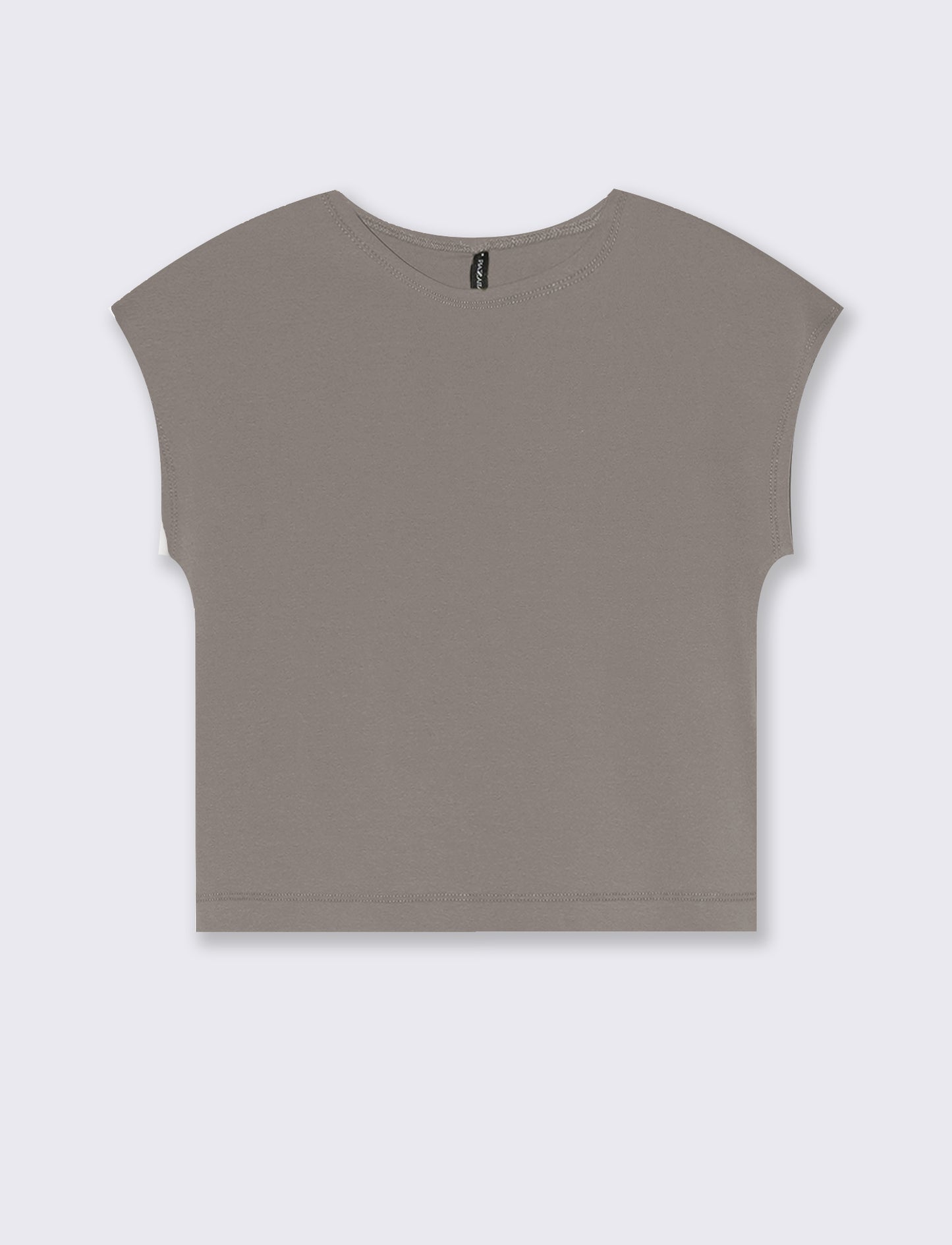 T-Shirt Cropped e Basica in Cotone - Grigio