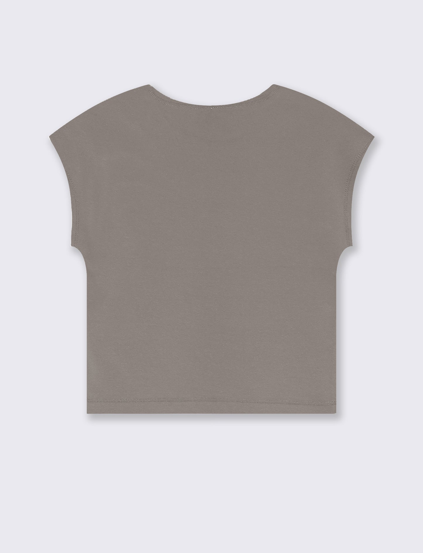 T-Shirt Cropped e Basica in Cotone - Grigio