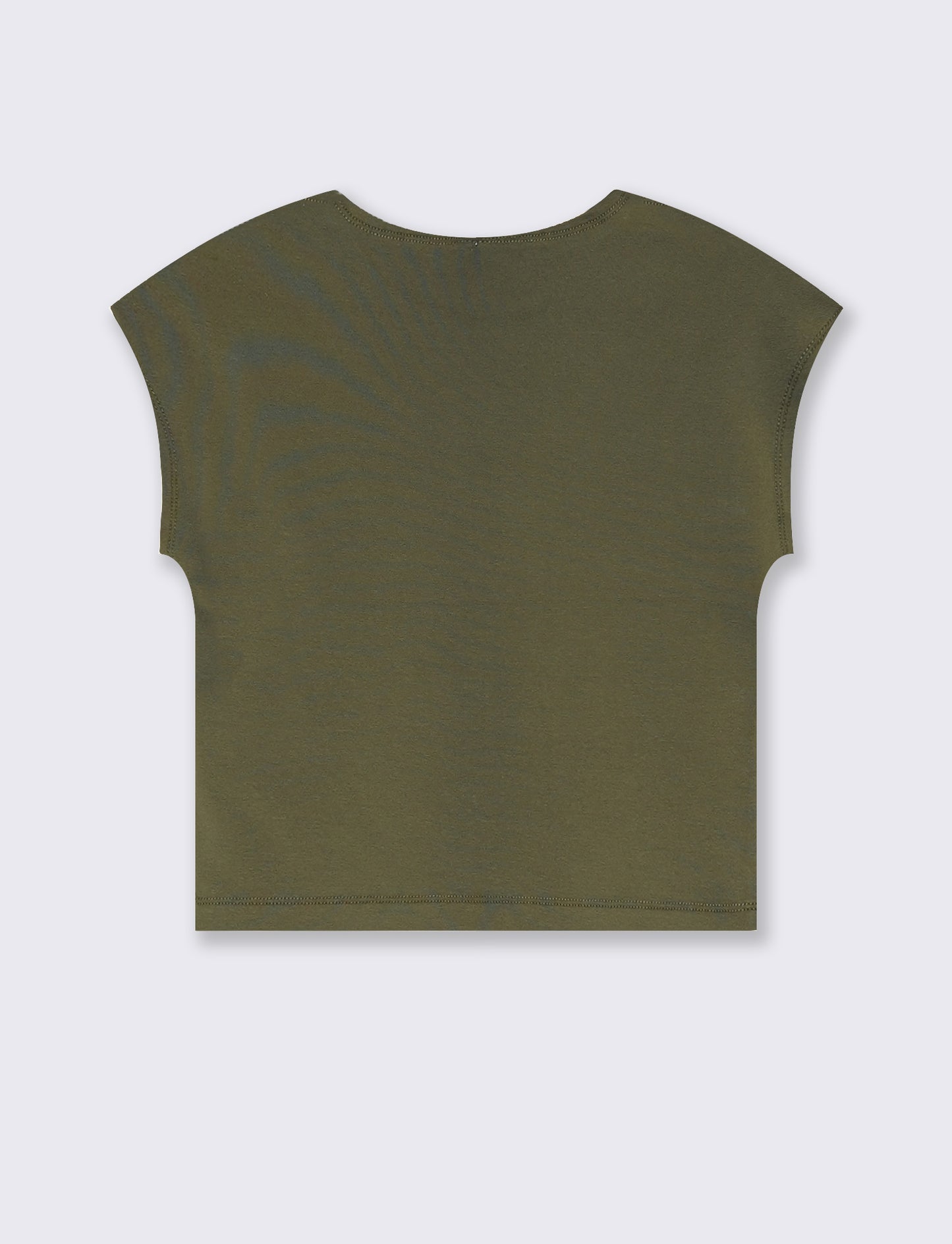 Cropped Basic Cotton T-Shirt - Green