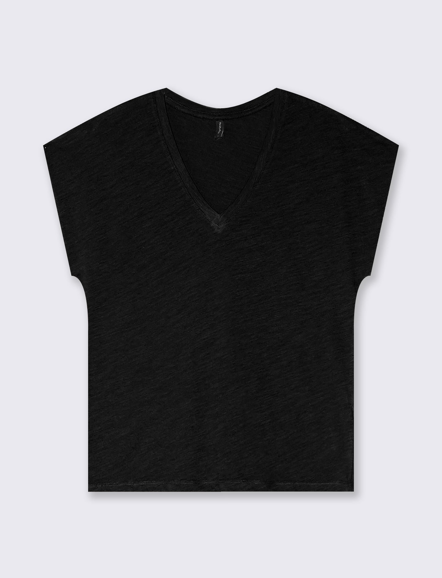 Basic Cotton V-Neck T-Shirt - Black