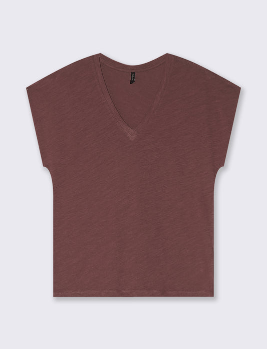 Basic Cotton V-Neck T-Shirt - Red