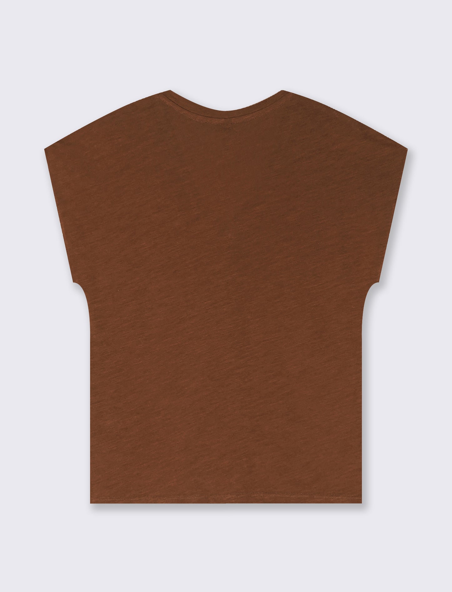 Basic Cotton V-Neck T-Shirt - Brown