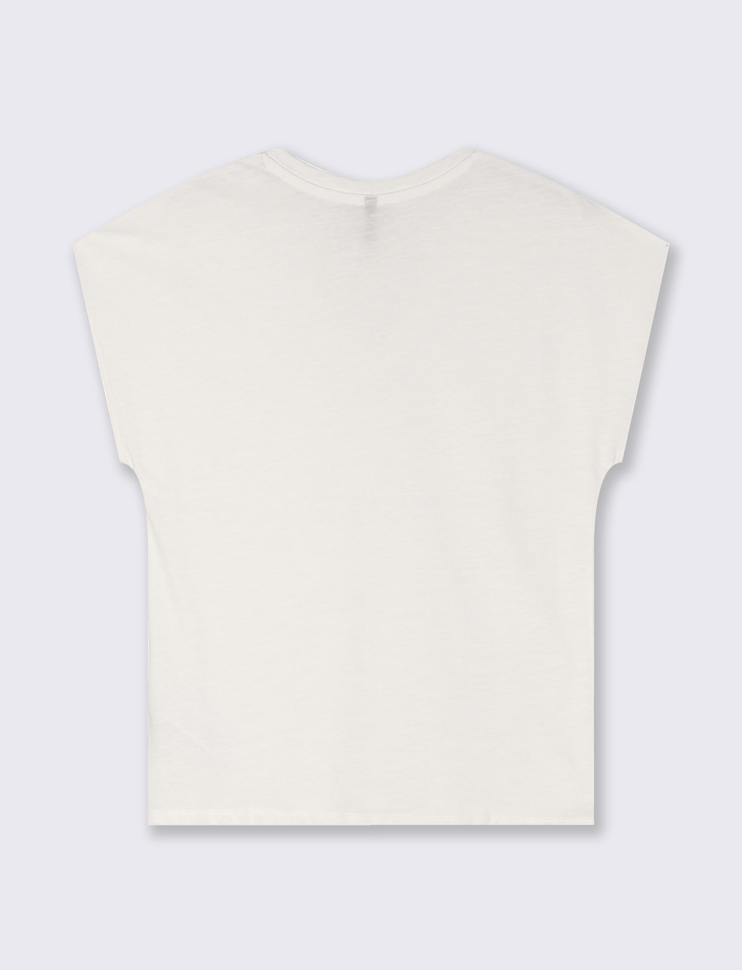 T-Shirt Basica in Cotone con Scollo a V - Avorio