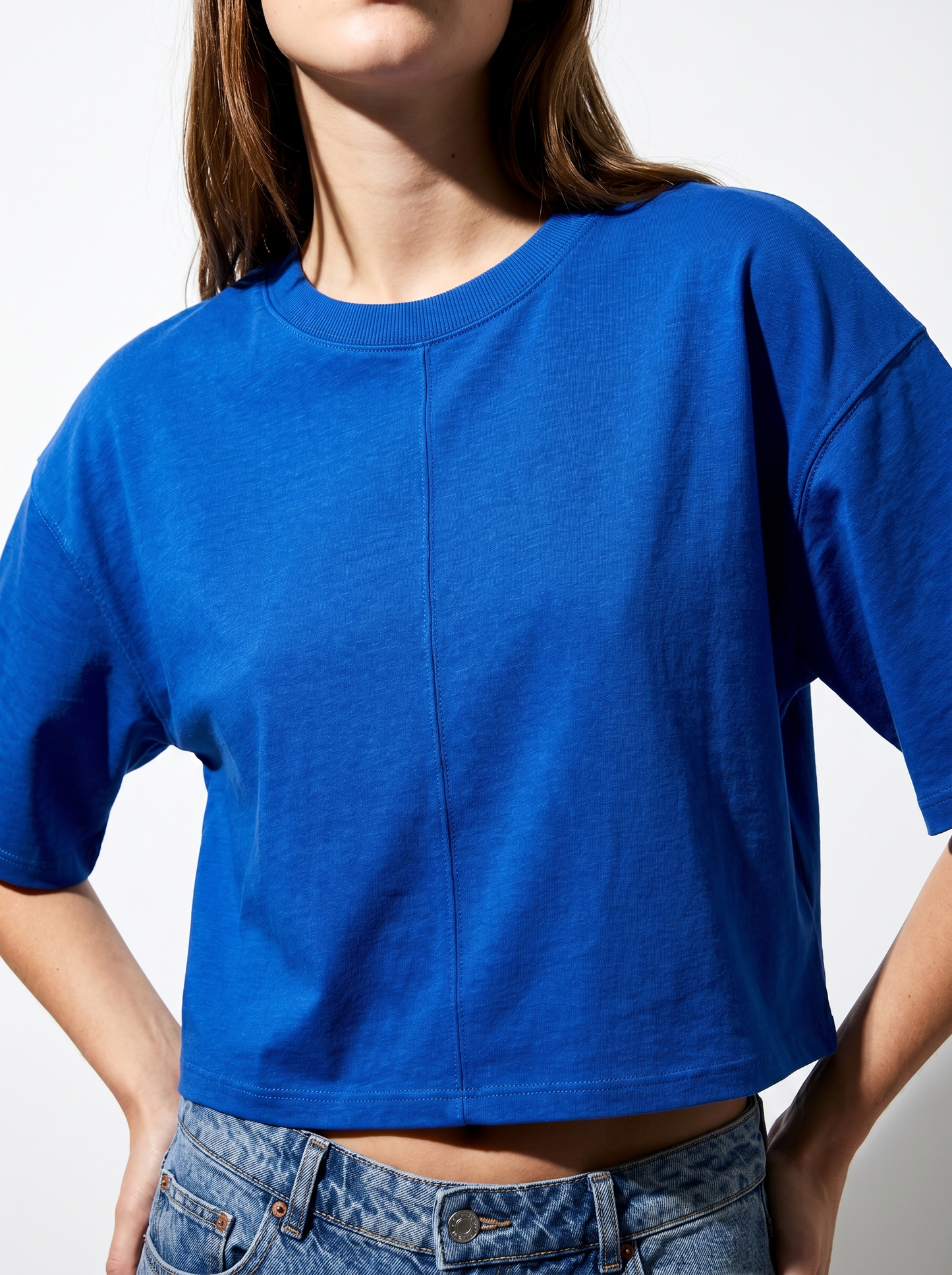 T-Shirt Crop in Cotone - Royal