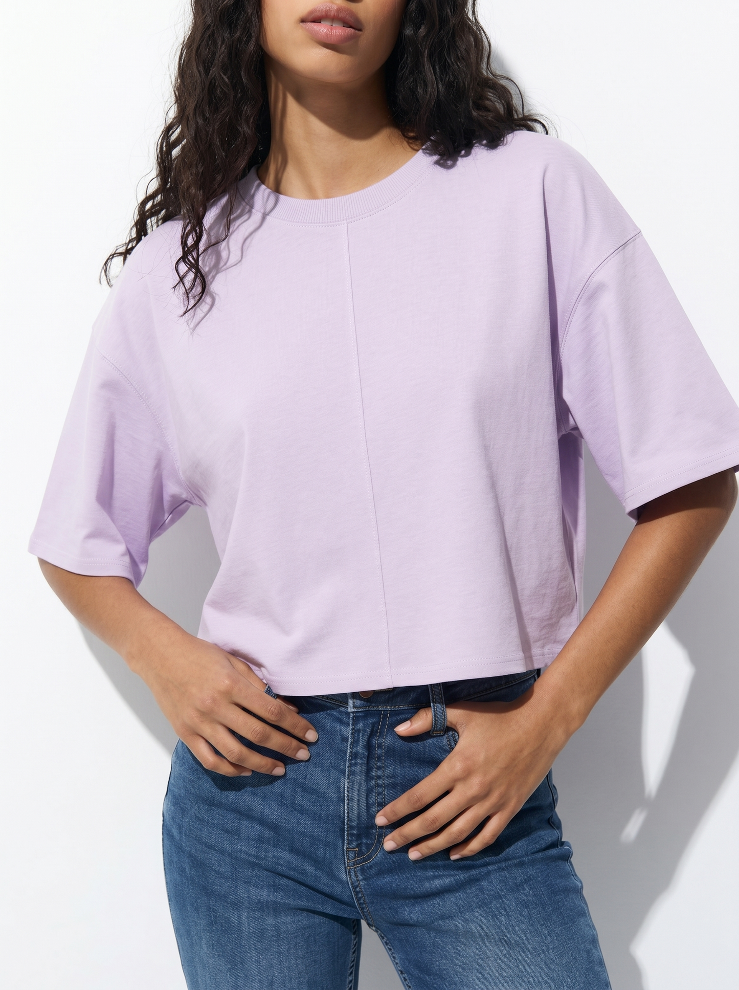 T-Shirt Crop in Cotone - Viola lavanda