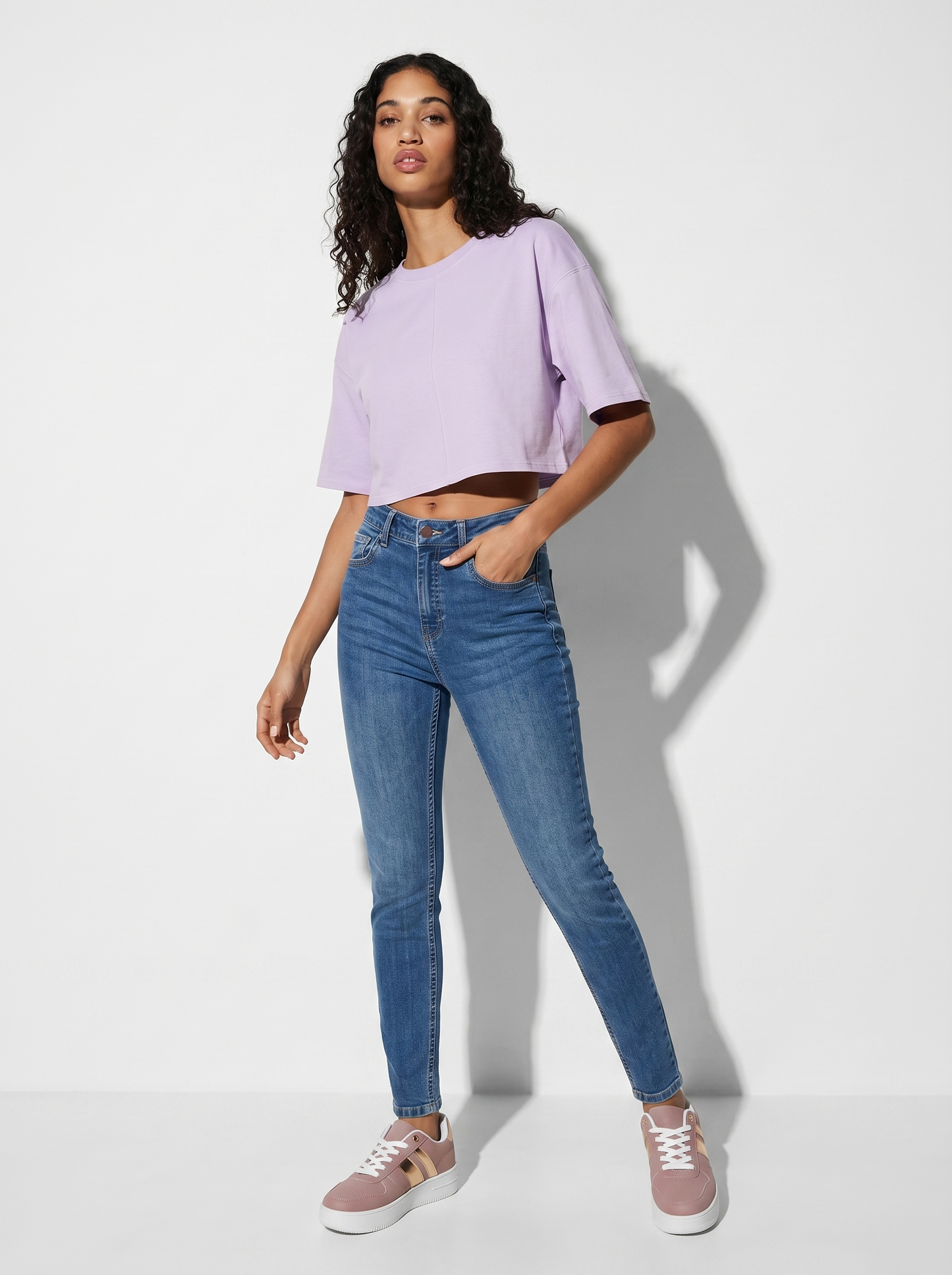 T-Shirt Crop in Cotone - Viola lavanda