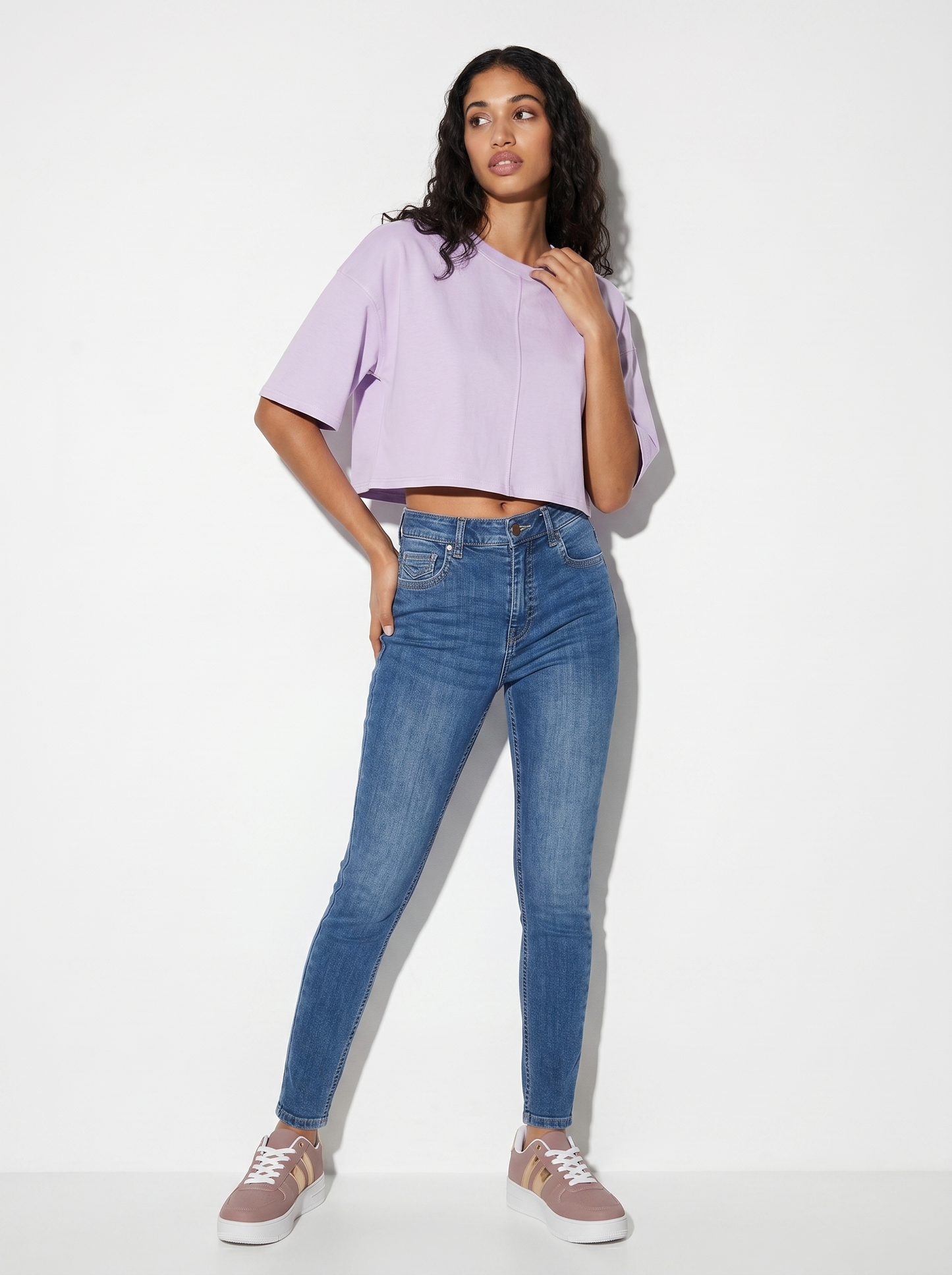 T-Shirt Crop in Cotone - Viola lavanda