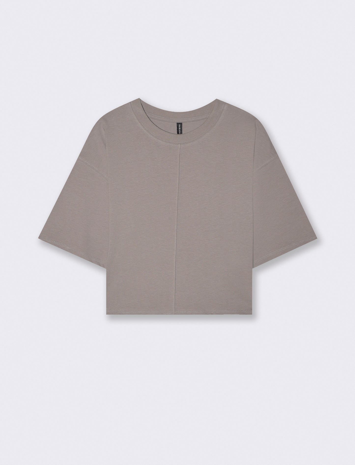 T-Shirt Crop in Cotone - Grigio