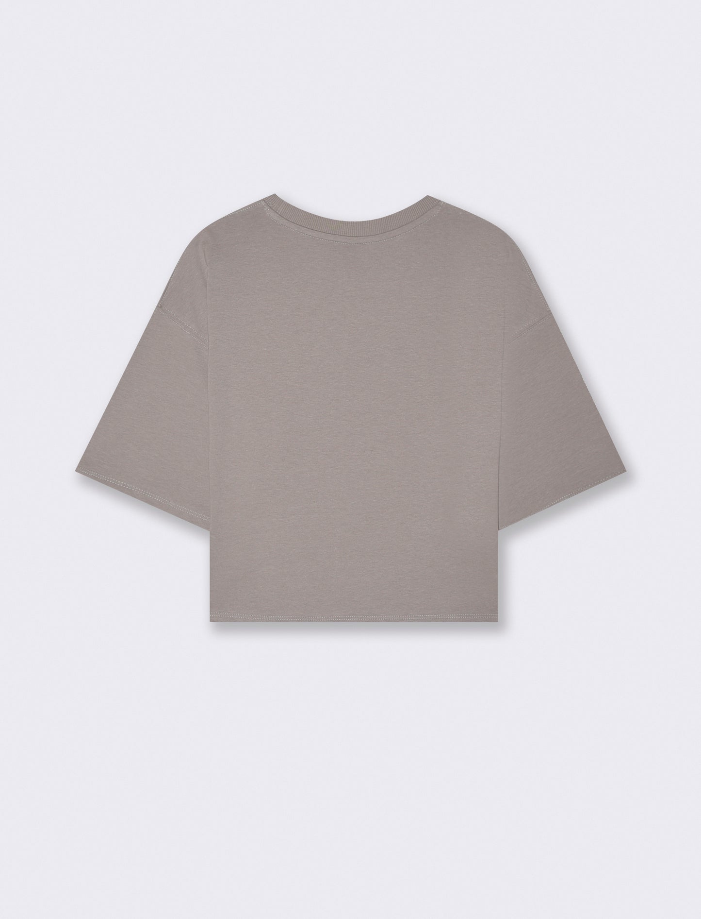 T-Shirt Crop in Cotone - Grigio