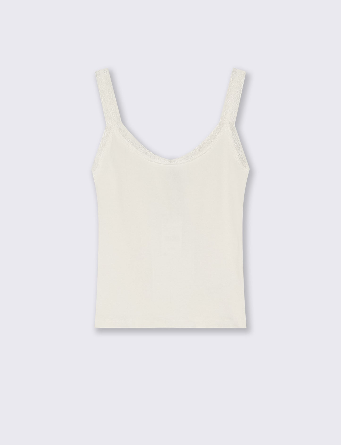 Top giromanica a costine con pizzo - Nero