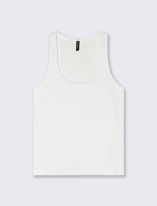 Top a Costine con Scollo Madonna - Bianco