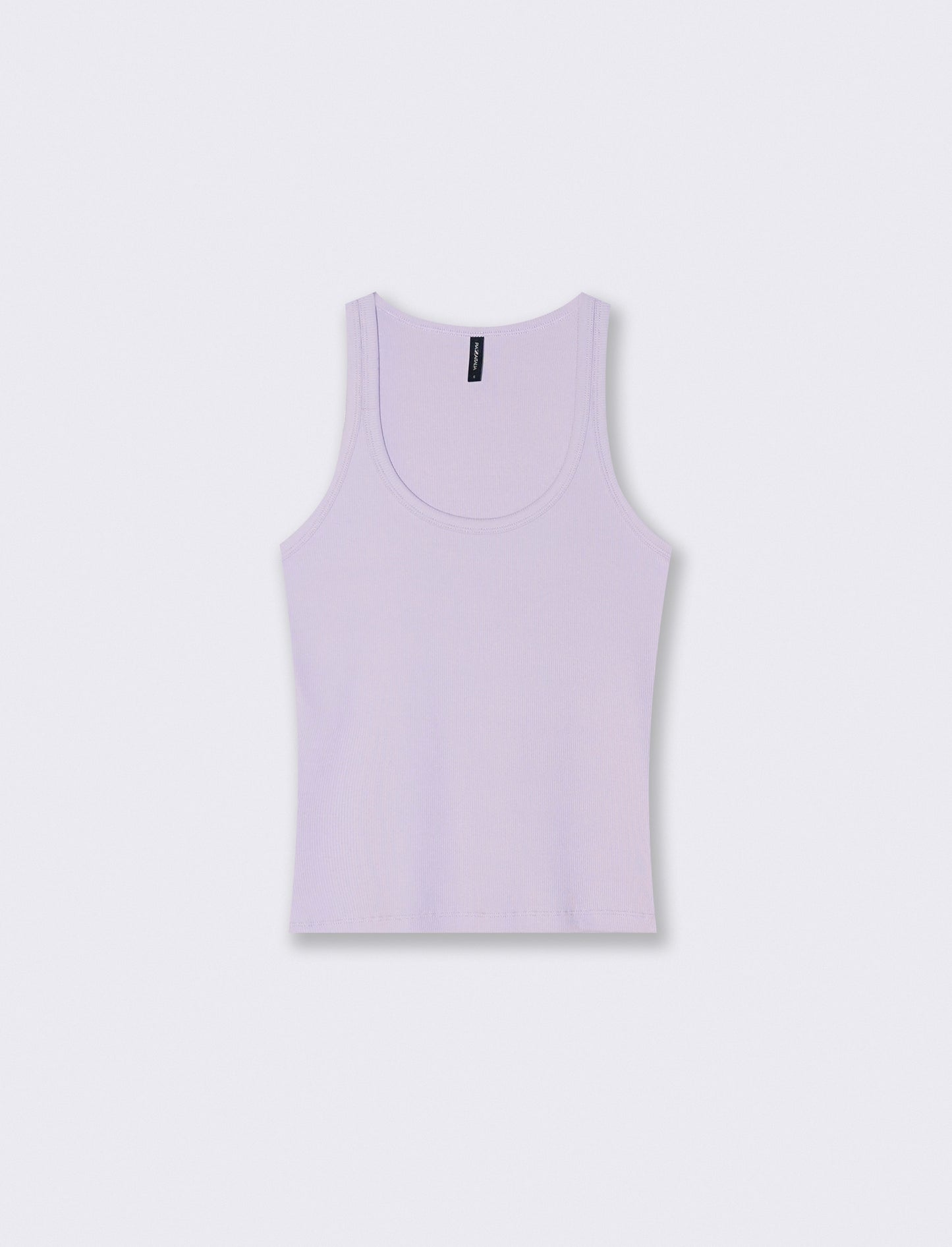 Ribbed Top with Madonna Neckline - Purple