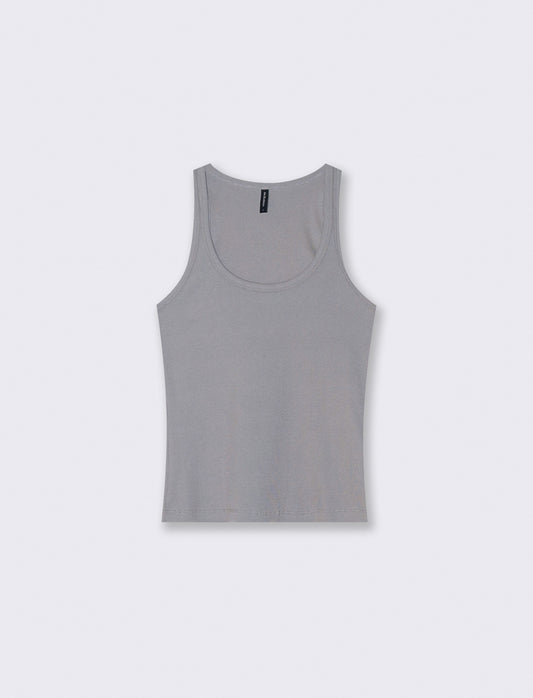 Top a Costine con Scollo Madonna - Grigio