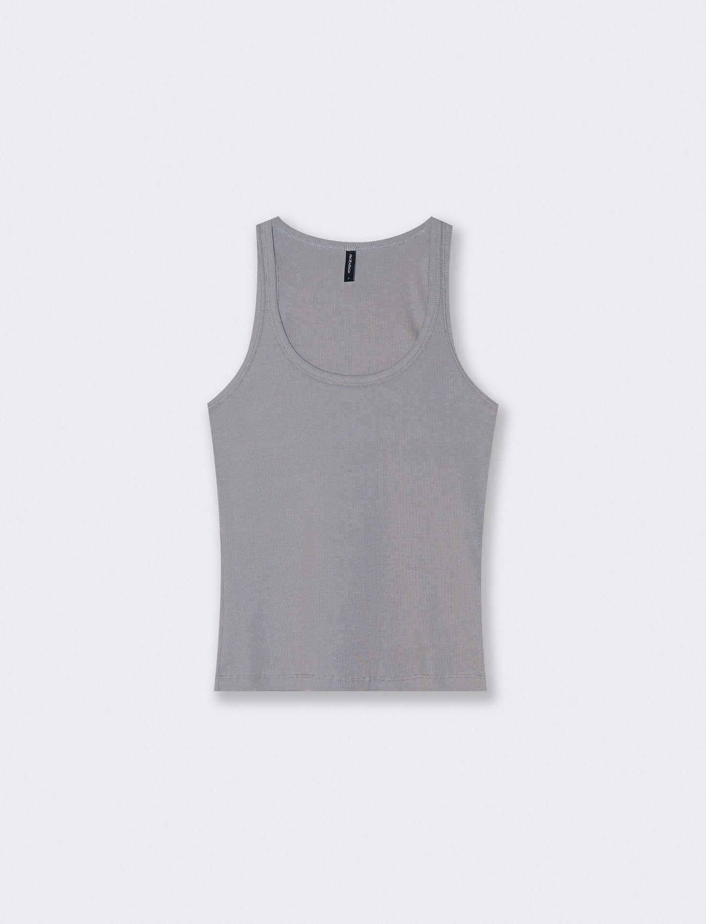 Ribbed Top with Madonna Neckline - Grey