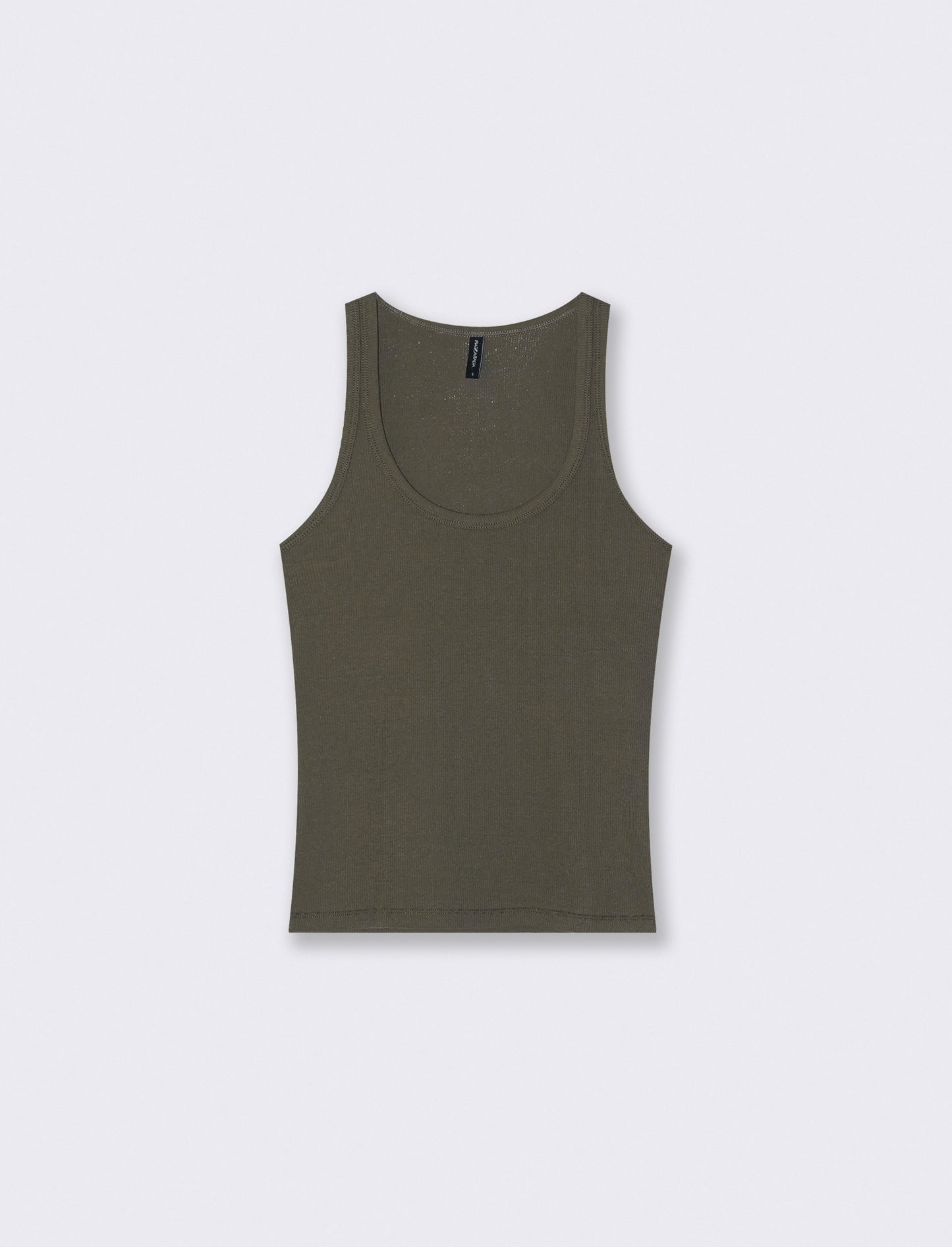 Ribbed Top with Madonna Neckline - Green
