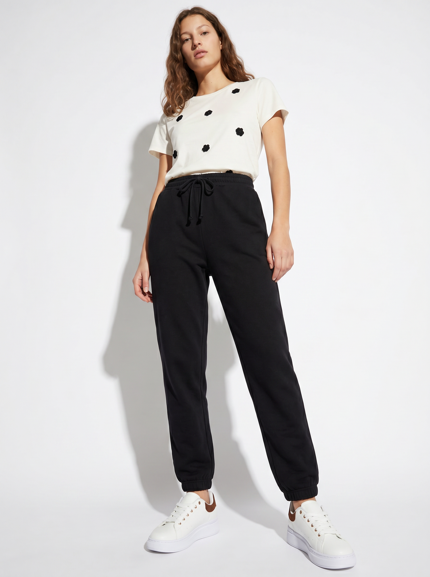 Fitness Pants with Elastic and American Pockets - Black