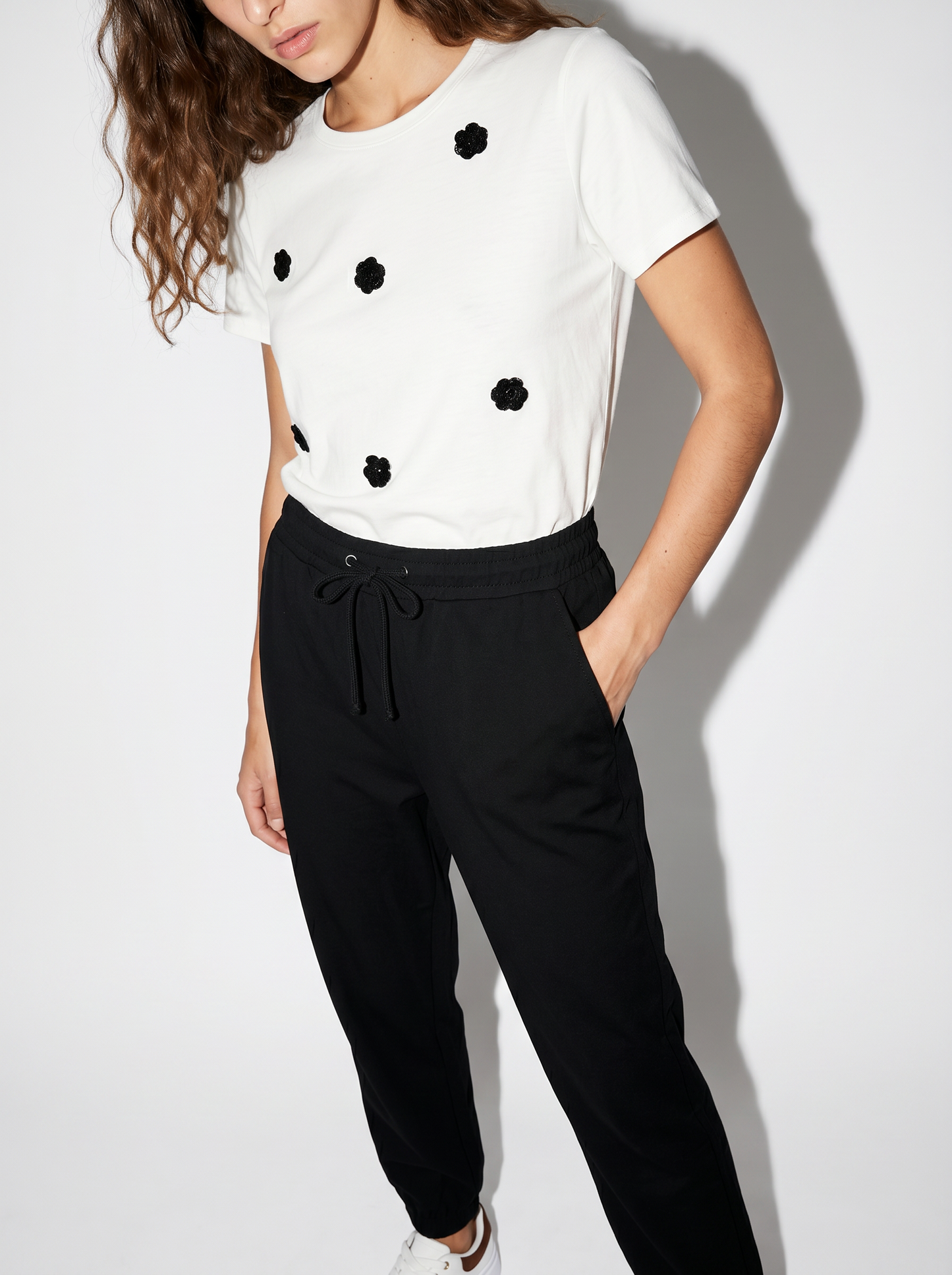 Fitness Pants with Elastic and American Pockets - Black