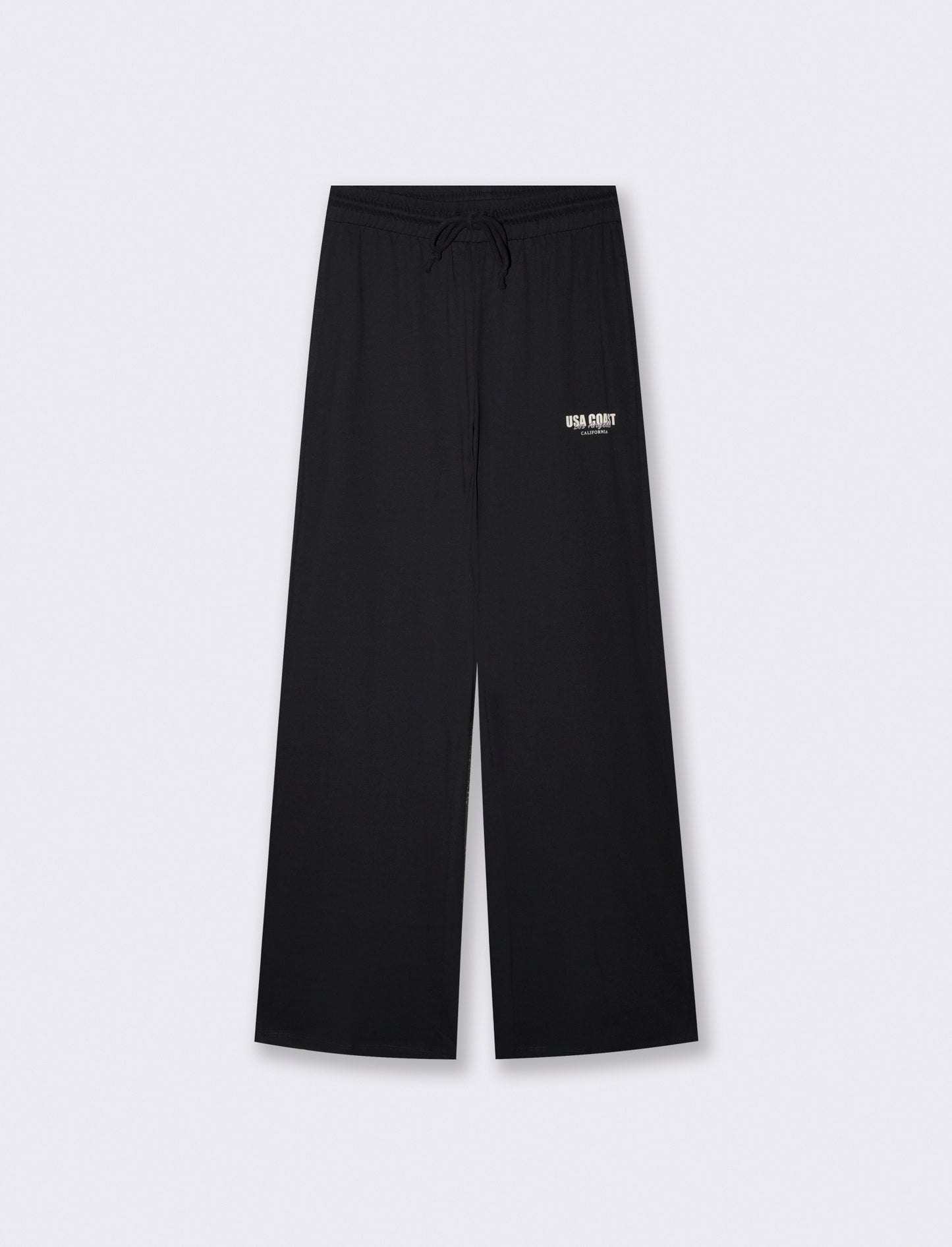 Pantaloni tuta dritti con coulisse e stampa - Nero