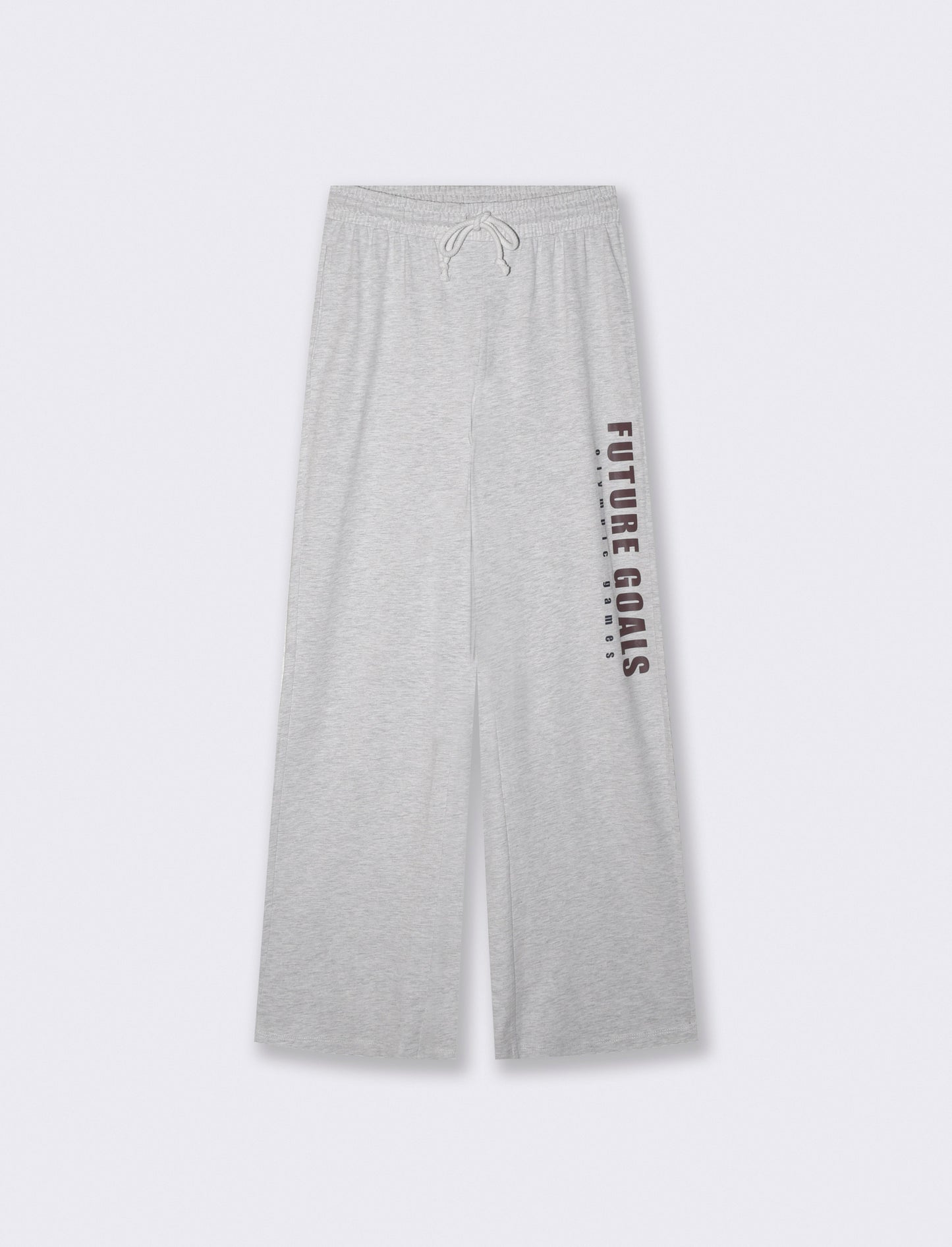 Straight joggers with drawstring and print - Grey