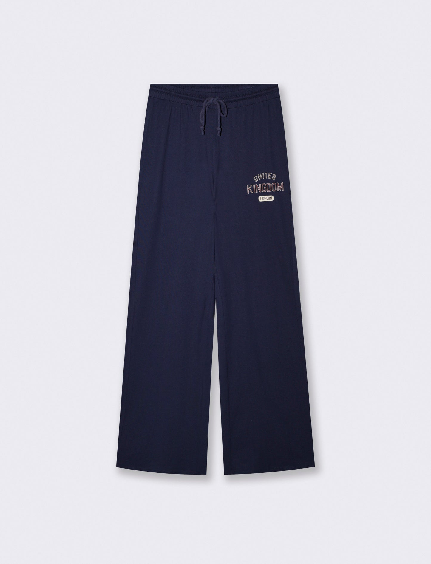 Straight joggers with drawstring and print - Blue