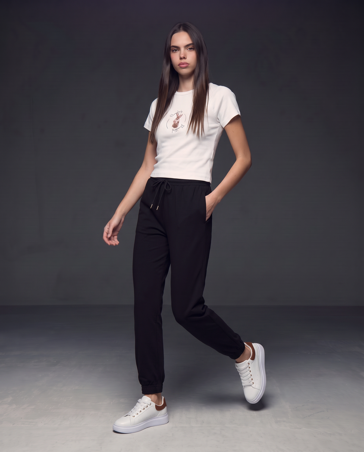 Sweatpants with drawstring waist - Black