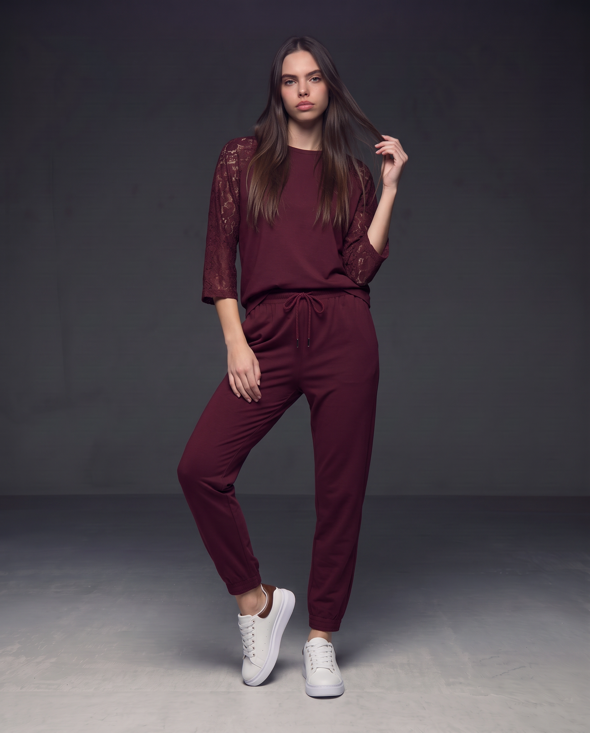 Sweatpants with drawstring waist - Purple