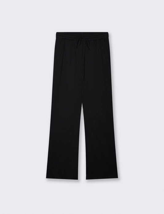 Pantaloni tuta dritti con coulisse in vita - Nero