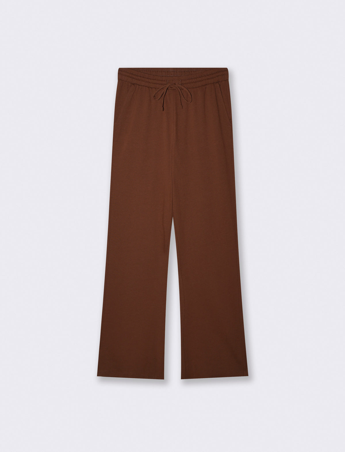 Straight track pants with drawstring waist - Brown