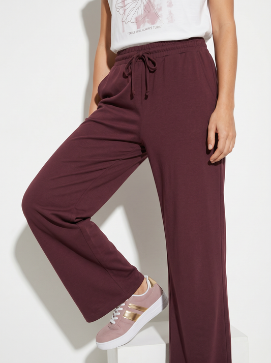 Pantaloni tuta dritti con coulisse in vita - Rosso amarena