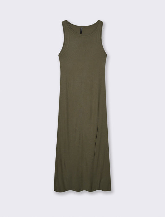 Vestito lungo a costine slim con scollo - Ve.milit.
