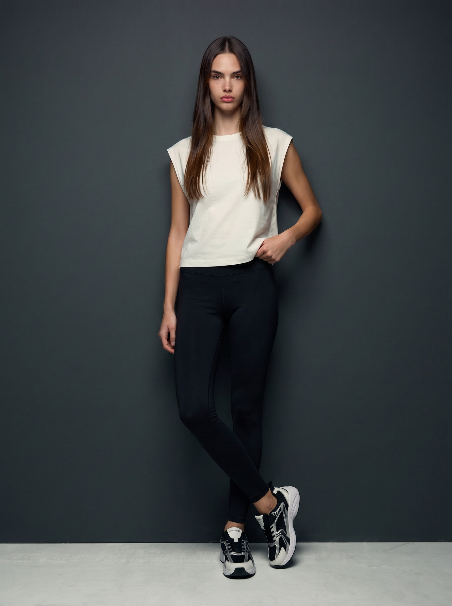 Basic high-waisted skinny leggings - Black