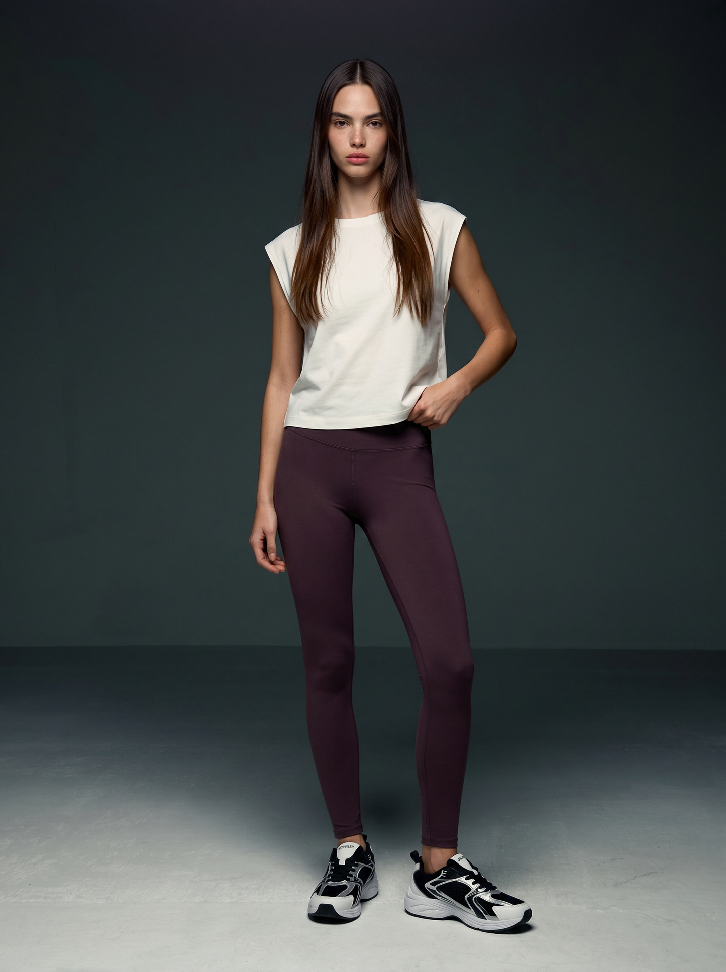 Basic high-waisted skinny leggings - Red