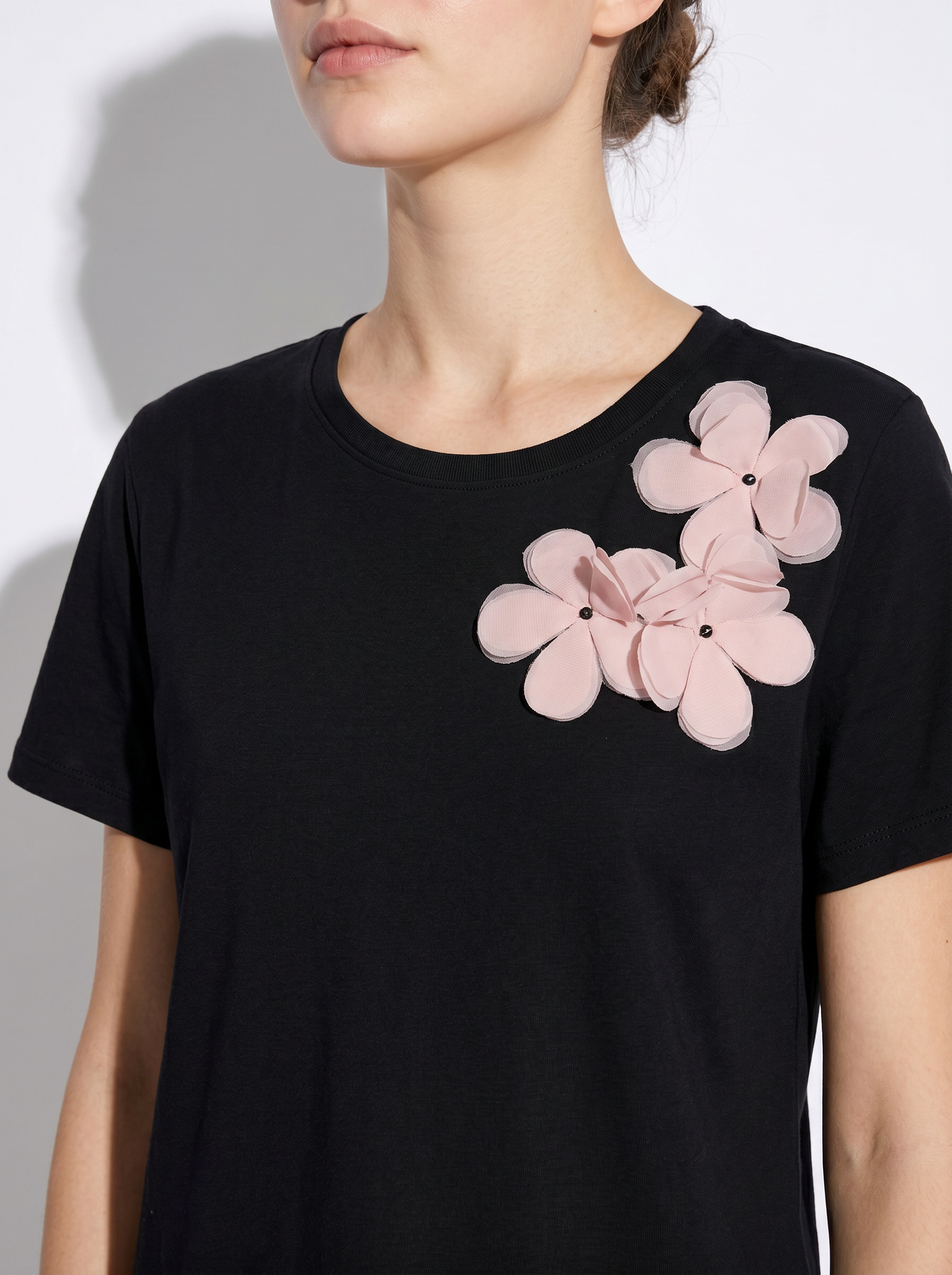 Short Sleeve Cotton T-shirt with Applications - 