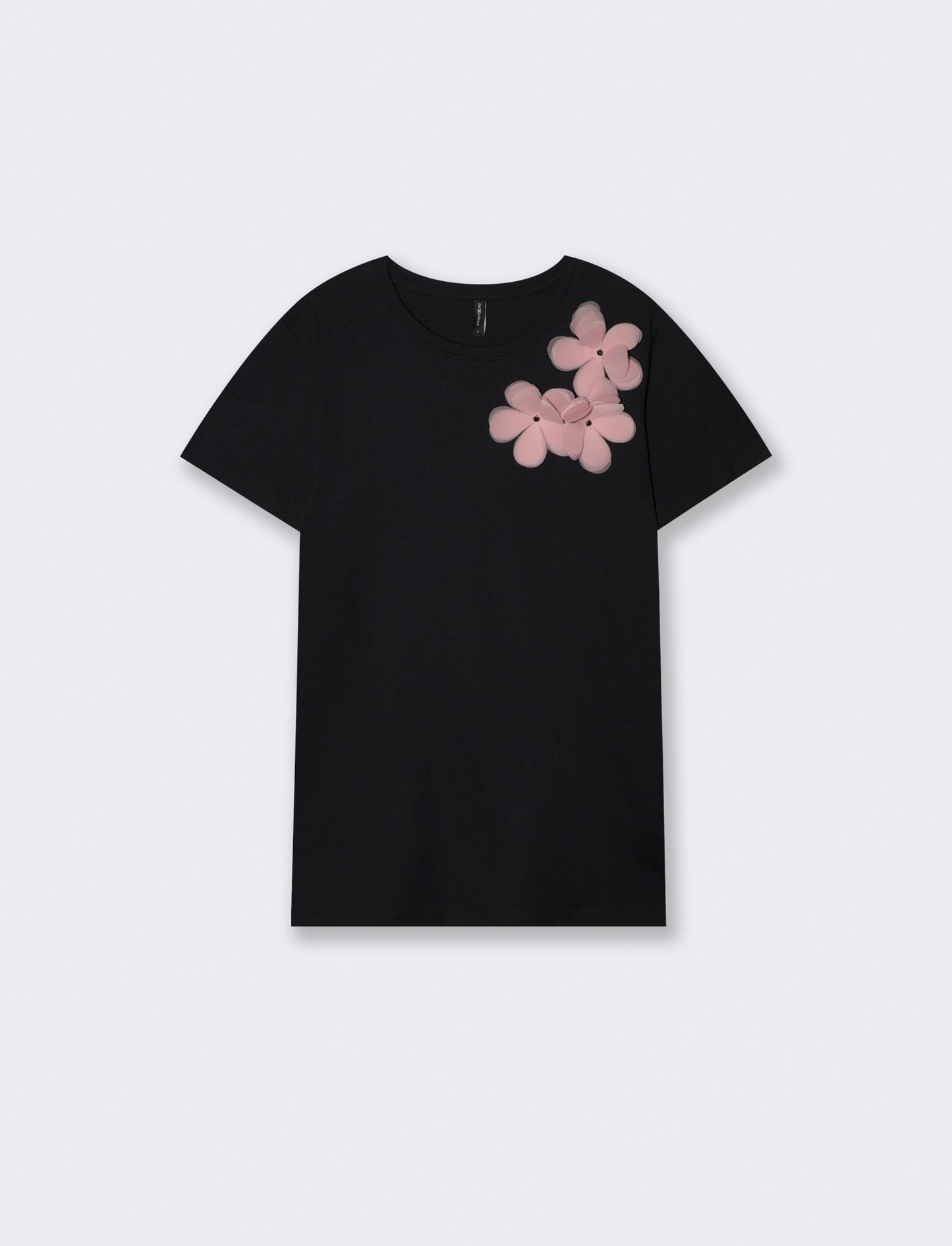 Short Sleeve Cotton T-shirt with Applications - 