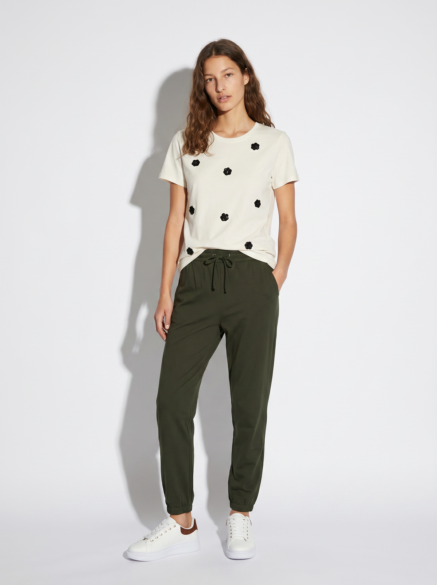 Short Sleeve Cotton T-shirt with Applications - 