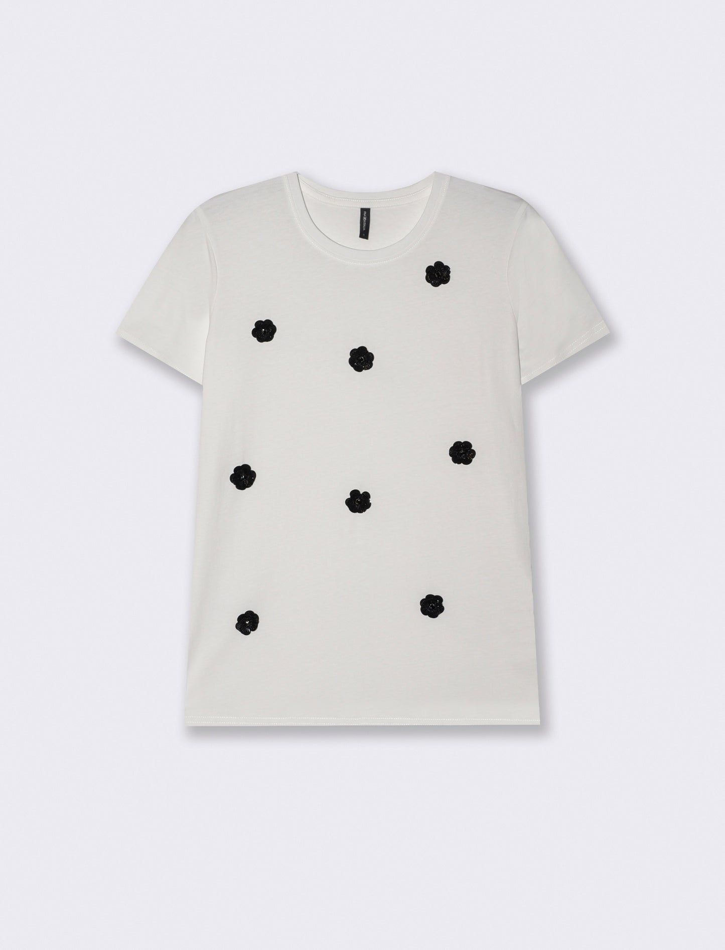 Short Sleeve Cotton T-shirt with Applications - 