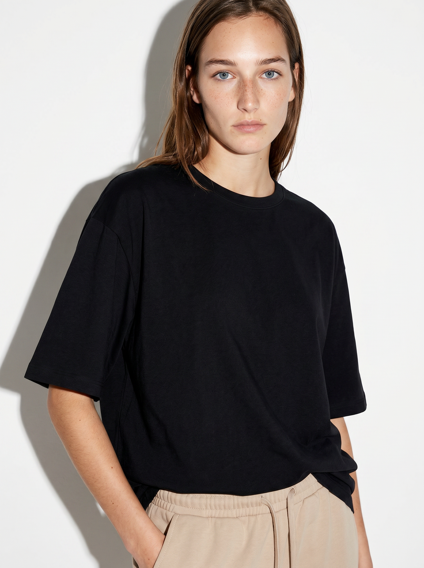 T-shirt girocollo con maniche a pipistrello - Blu