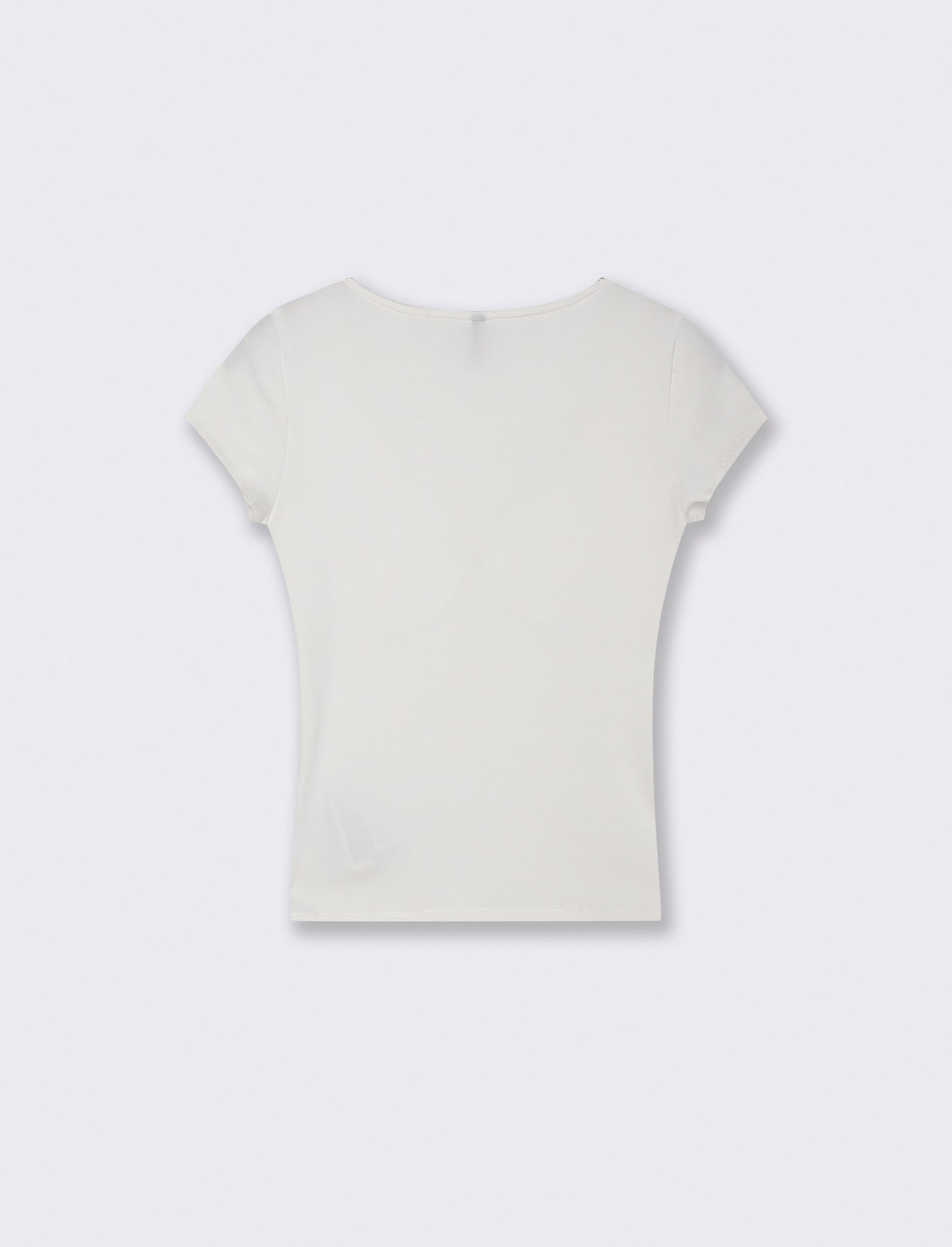 T-shirt a manica corta scollo a V slim - Bianco latte