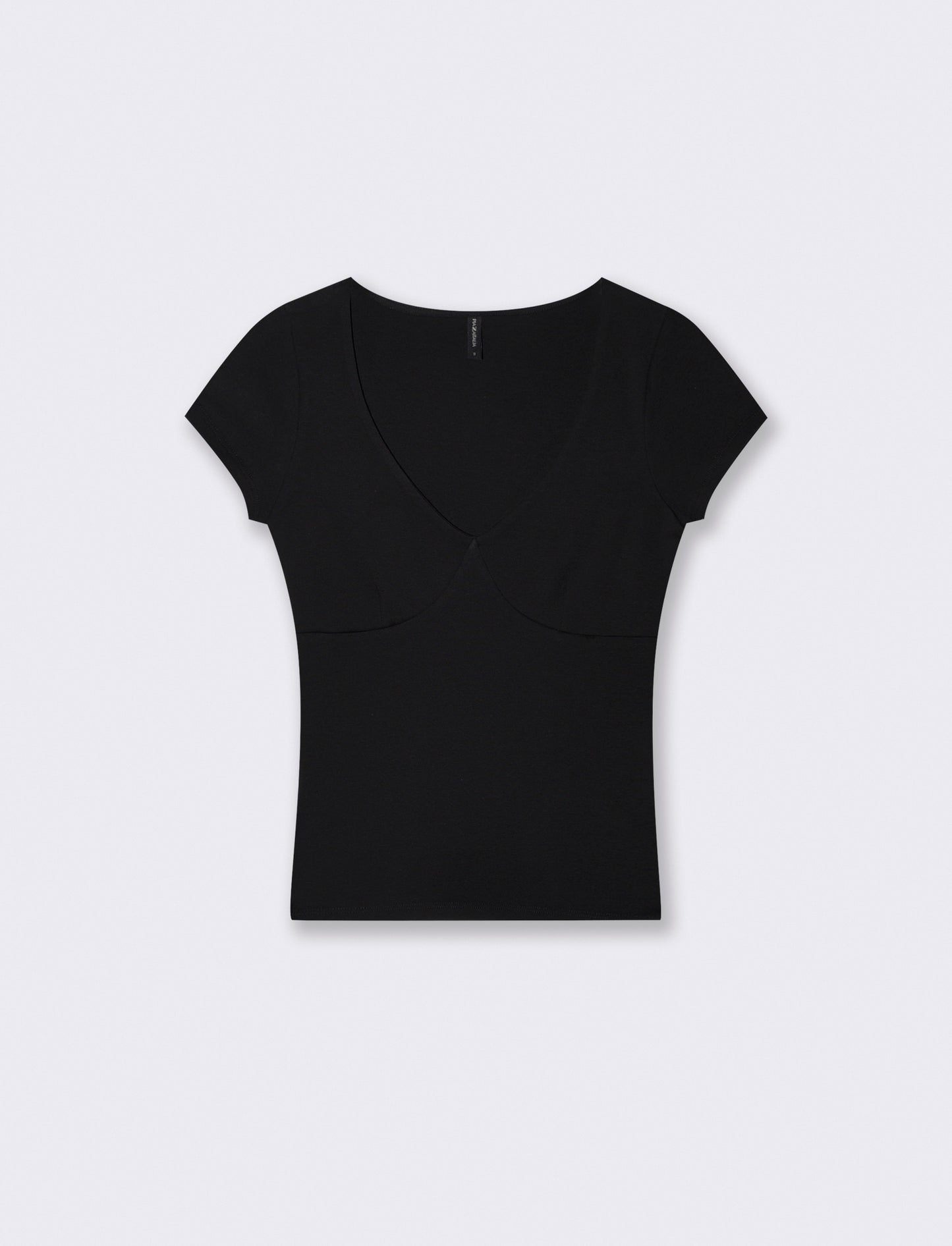 T-shirt a manica corta scollo a V slim - Nero