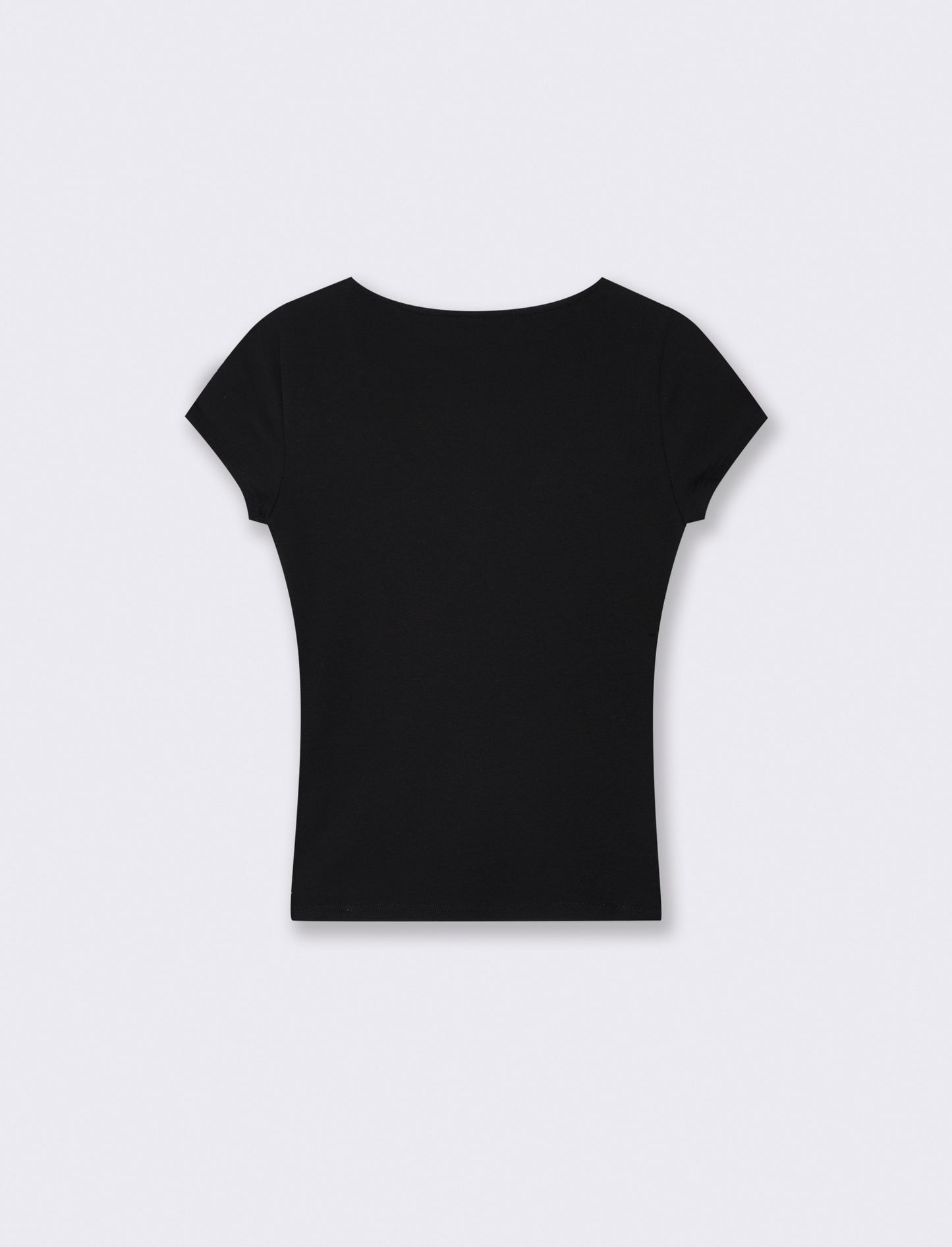 T-shirt a manica corta scollo a V slim - Nero