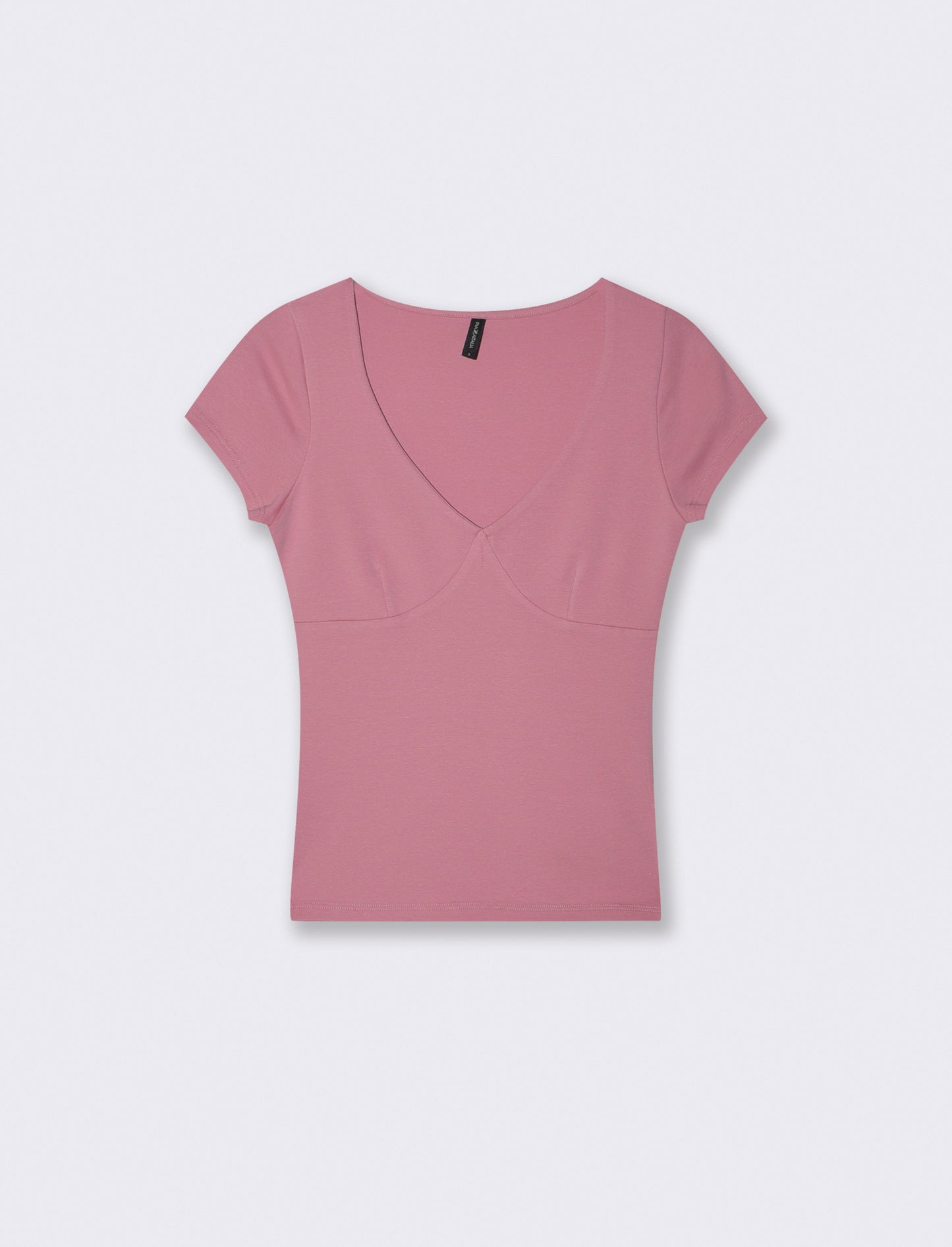 T-shirt a manica corta scollo a V slim - Rosa