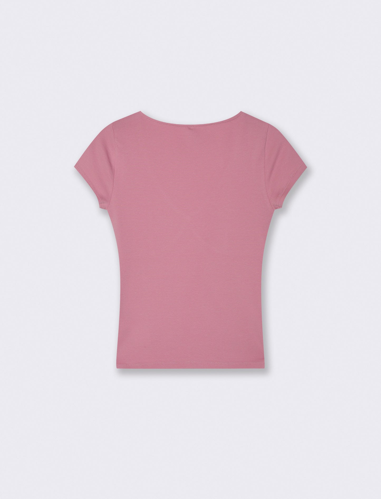 T-shirt a manica corta scollo a V slim - Rosa