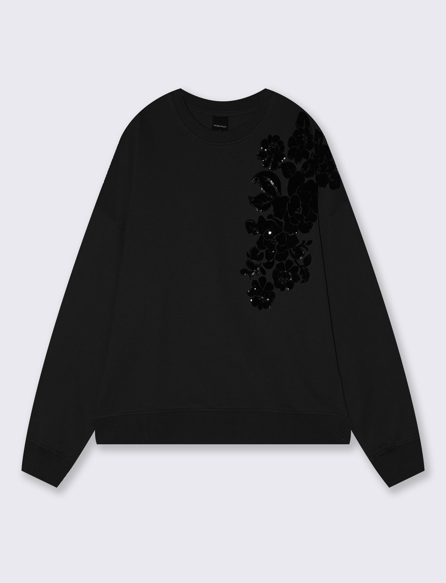 Crewneck sweatshirt with embroidery and sequins - Black