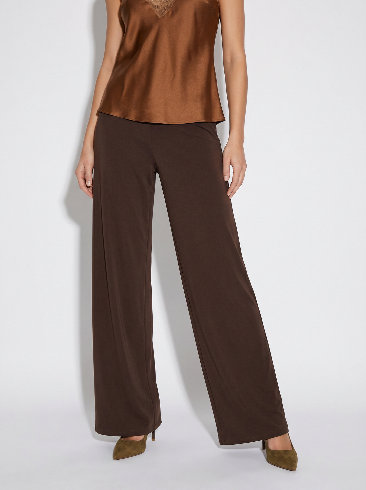 Elegant high-waisted palazzo pants - Brown