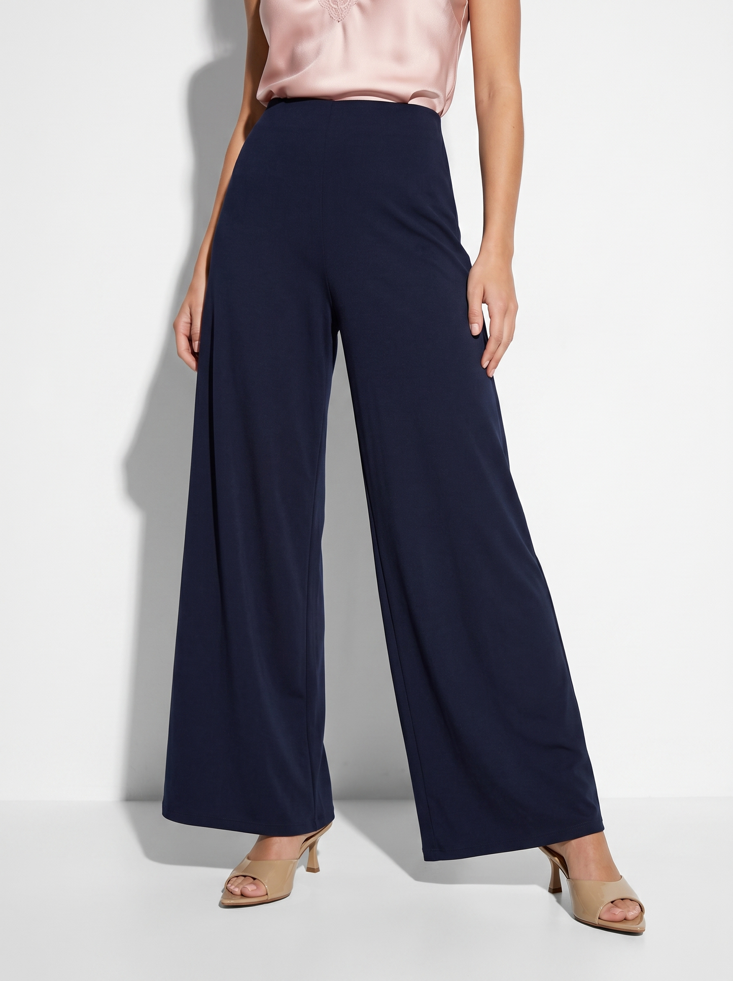 Pantalone palazzo a vita alta elegante - Blu