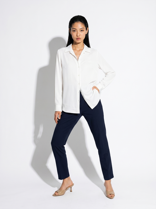 Camicia manica lunga con pieghe posteriori - Bianco latte