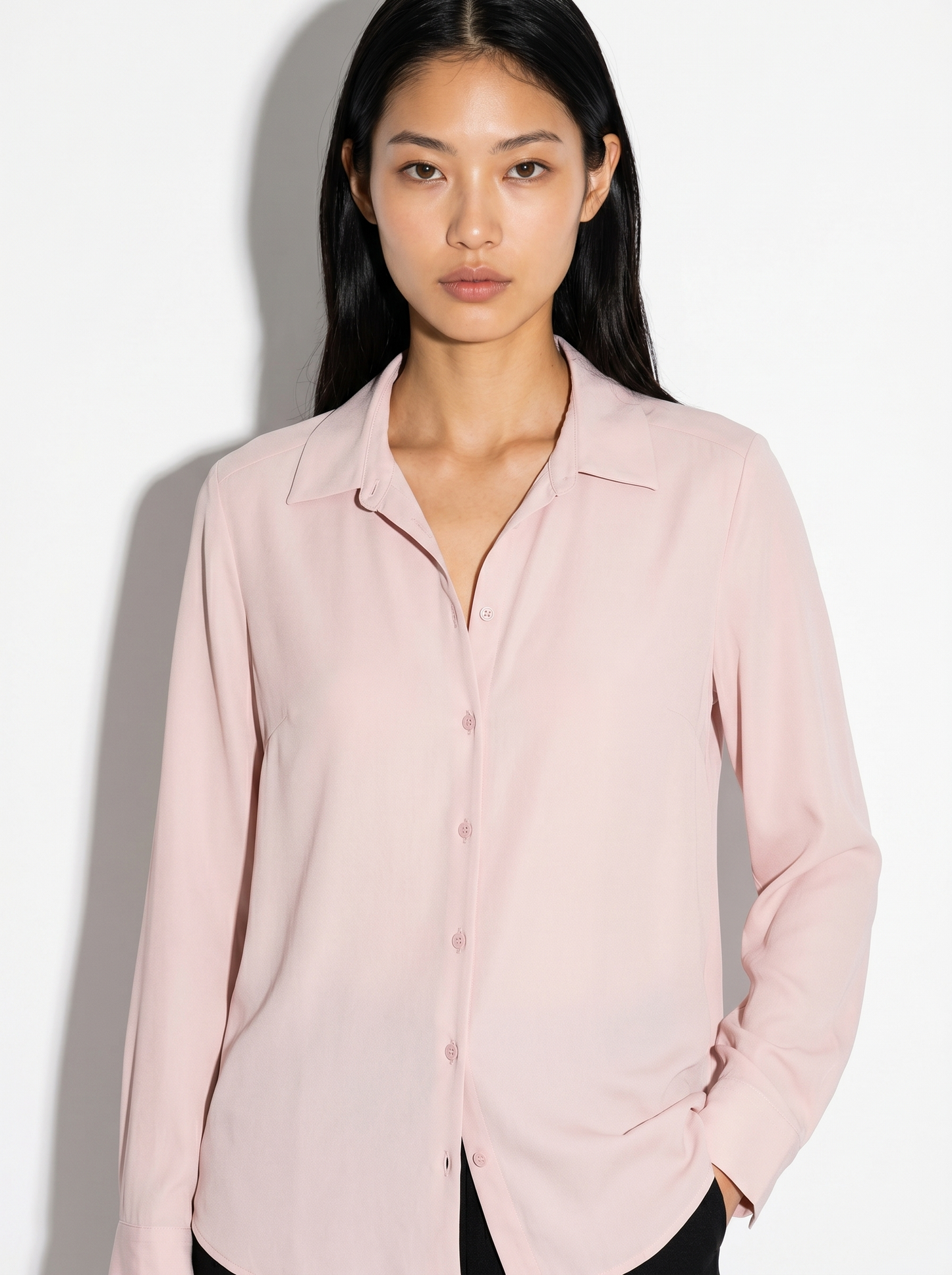 Long sleeve shirt with back pleats - Pink