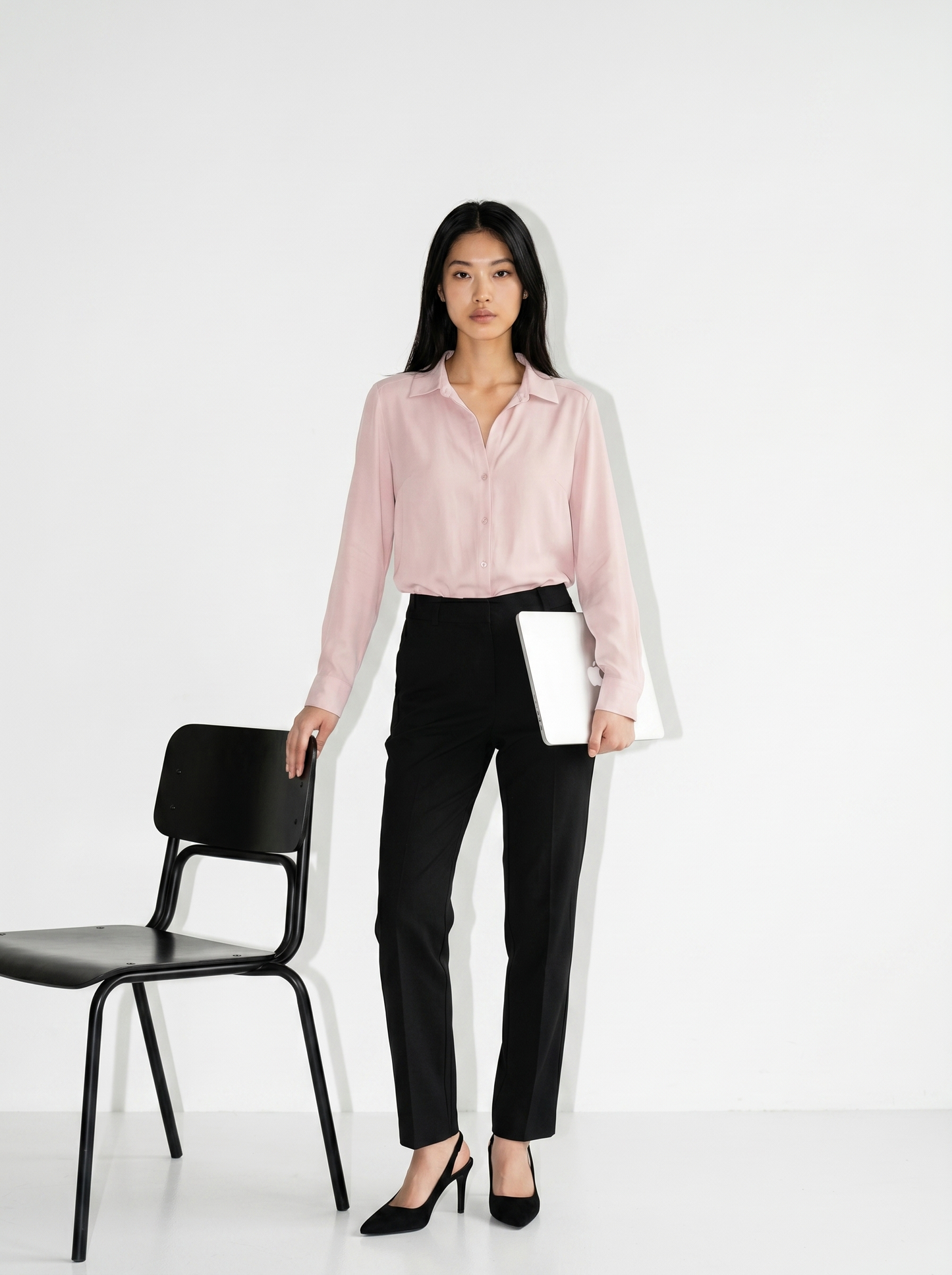 Long sleeve shirt with back pleats - Pink