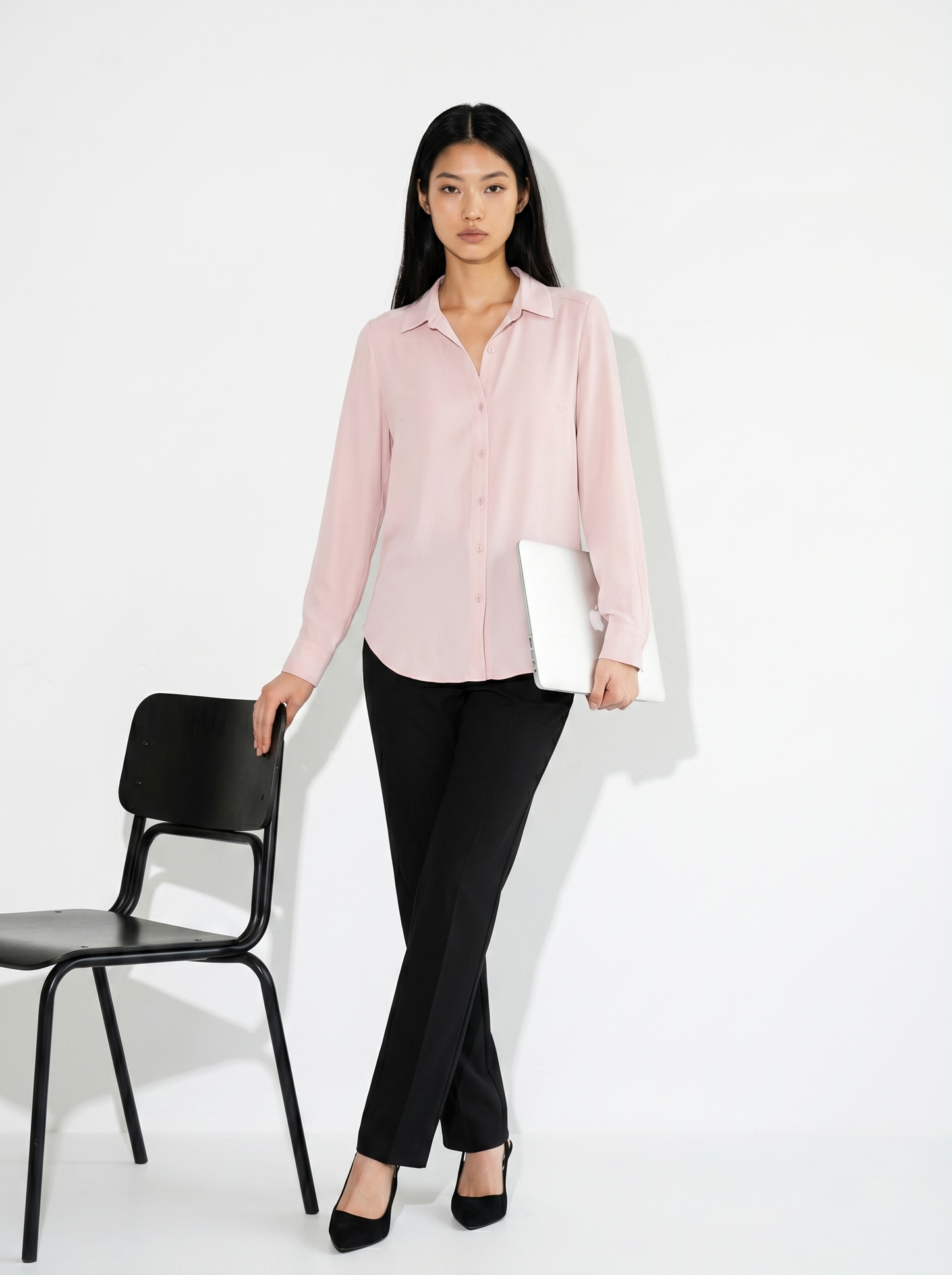 Long sleeve shirt with back pleats - Pink